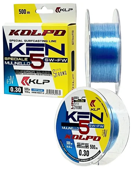 Kolpo KFN 500m– Nylon da Pesca Professionale Anti UV con Rivestimento in Teflon Blu Chiaro