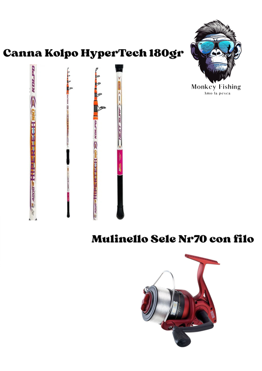 Combo Surfcasting Kolpo Hipertech 180g + Mulinello Sele Nr70 con Filo Incluso