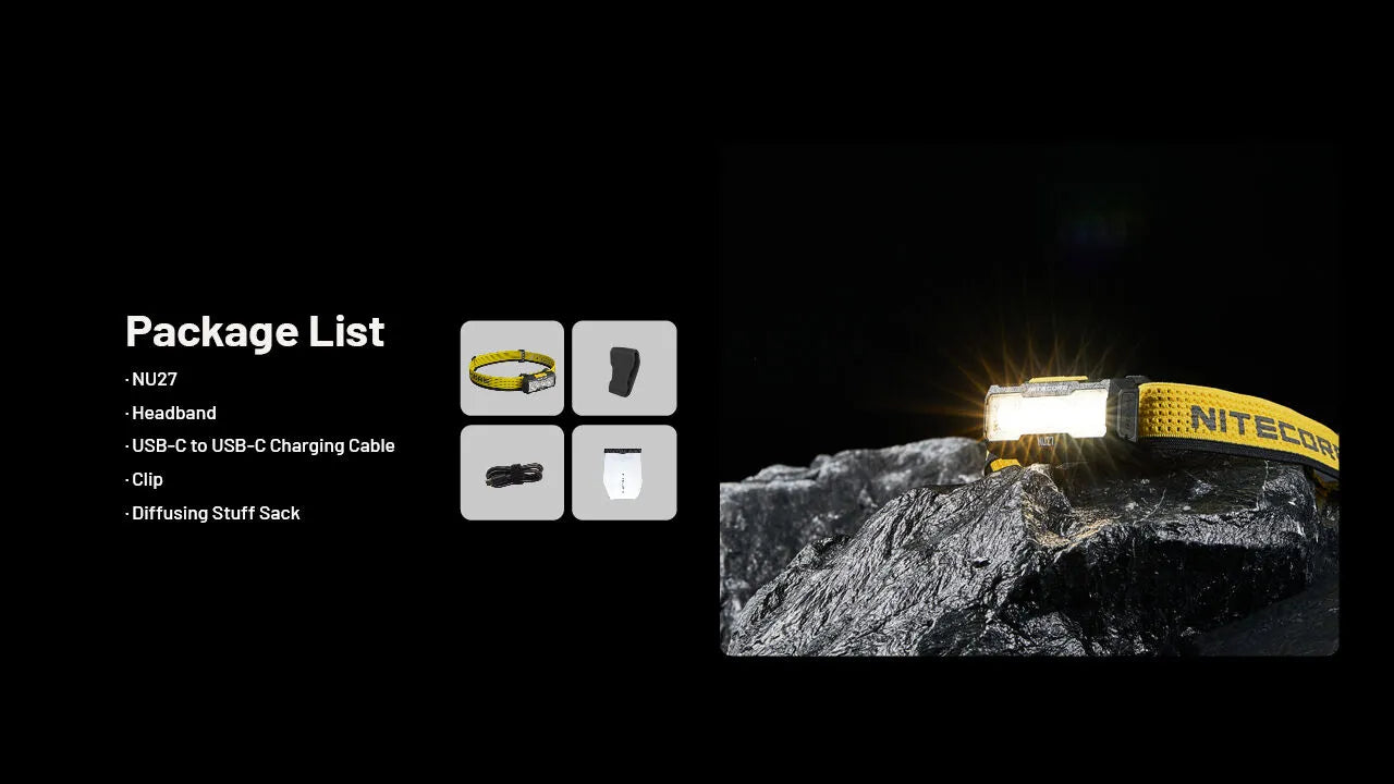 Nitecore NU27 – Lampada Frontale LED Ricaricabile USB-C 600 Lumen