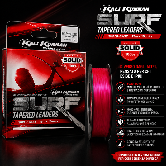 Kali Kunnan Surf Tapered Shock Leader 100% Solid Pink